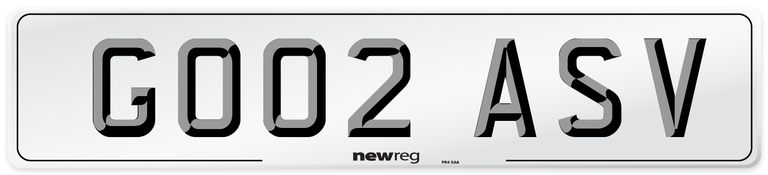 GO02 ASV Number Plate from New Reg